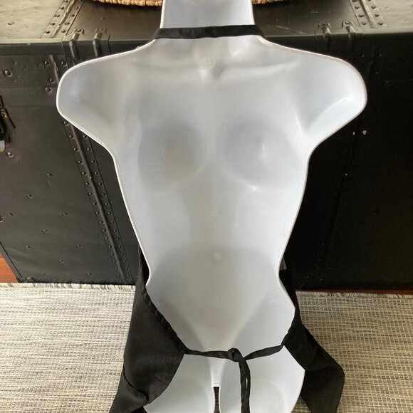 KNG Black Hand Painted Long Kitchen Apron with Pockets and Adjustable Straps - Picture 5 of 9